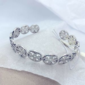NWT Tory Burch Silver T Round Circle Cuff Bangle Bracelet